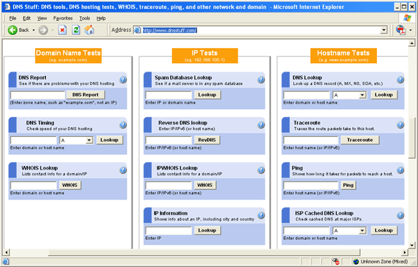 DNS Stuff Main Screen